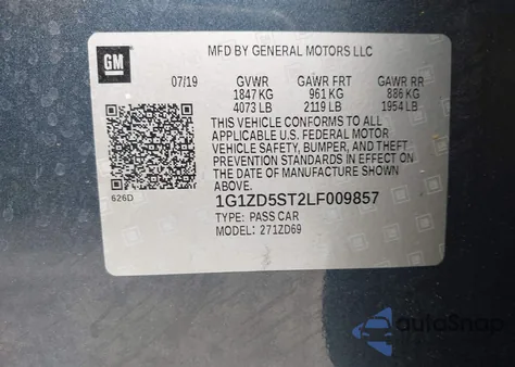 2020 Chevrolet Malibu Fwd Lt z USA, uszkodzony, nr VIN 1G1ZD5ST2LF009857